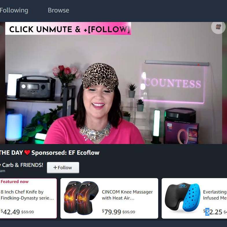 An Amazon Live livestream in progress
