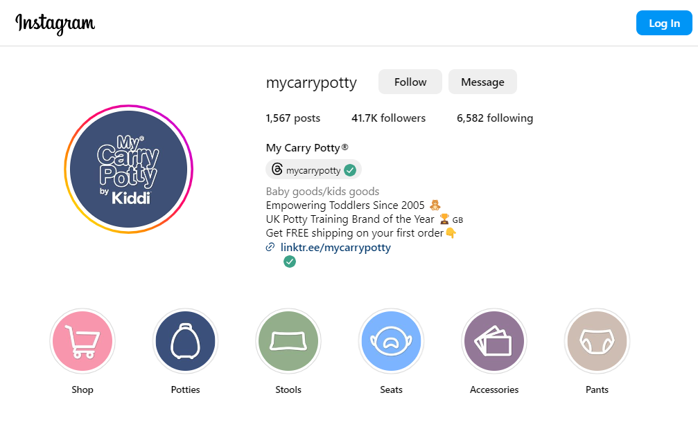 Instagram with Kiddi branding
